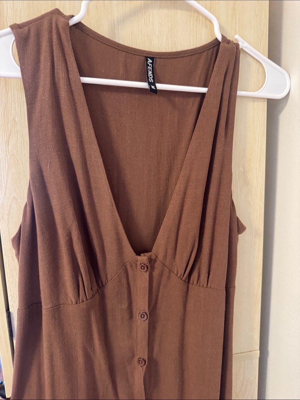 Afends Brown Button-Front V-Neck Tank